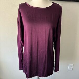 XCVI Women's Plum Long Sleeve Top- drop shoulder